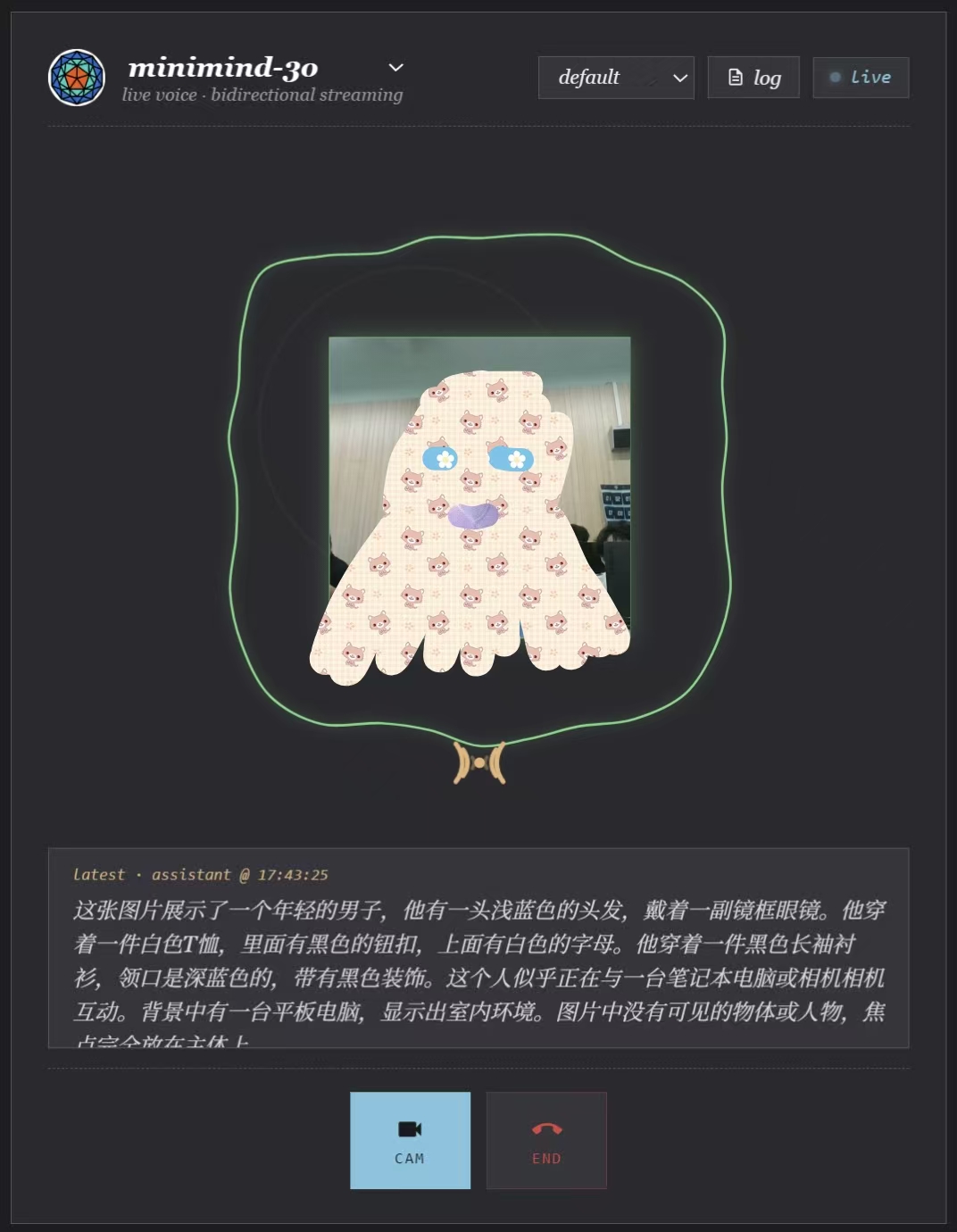 Flask 版 Web 的视频通话界面，图中摄像头已开启