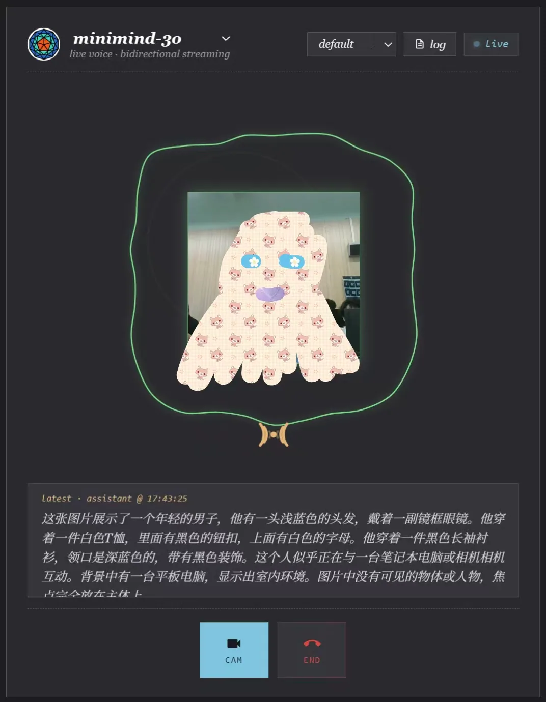 Flask 版 Web 的视频通话界面，图中摄像头已开启